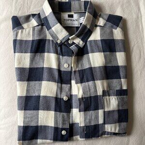 Topman Blue Plaid Buttonup Shirt